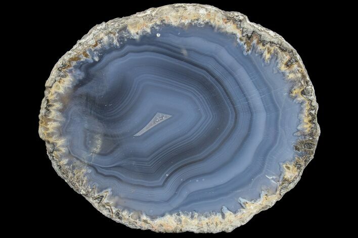 Las Choyas Coconut Geode Half with Banded Blue Agate - Mexico #165550